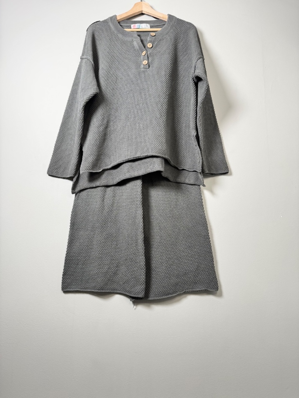 Free People Beach Hailee Waffle Knit Sweater Loungewear Set in Medium Grey Sz M - Picture 3 of 12
